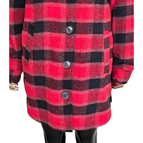 C&C California Red Black Buffalo Plaid Jacket Women's Size Medum - Picture 7 of 11